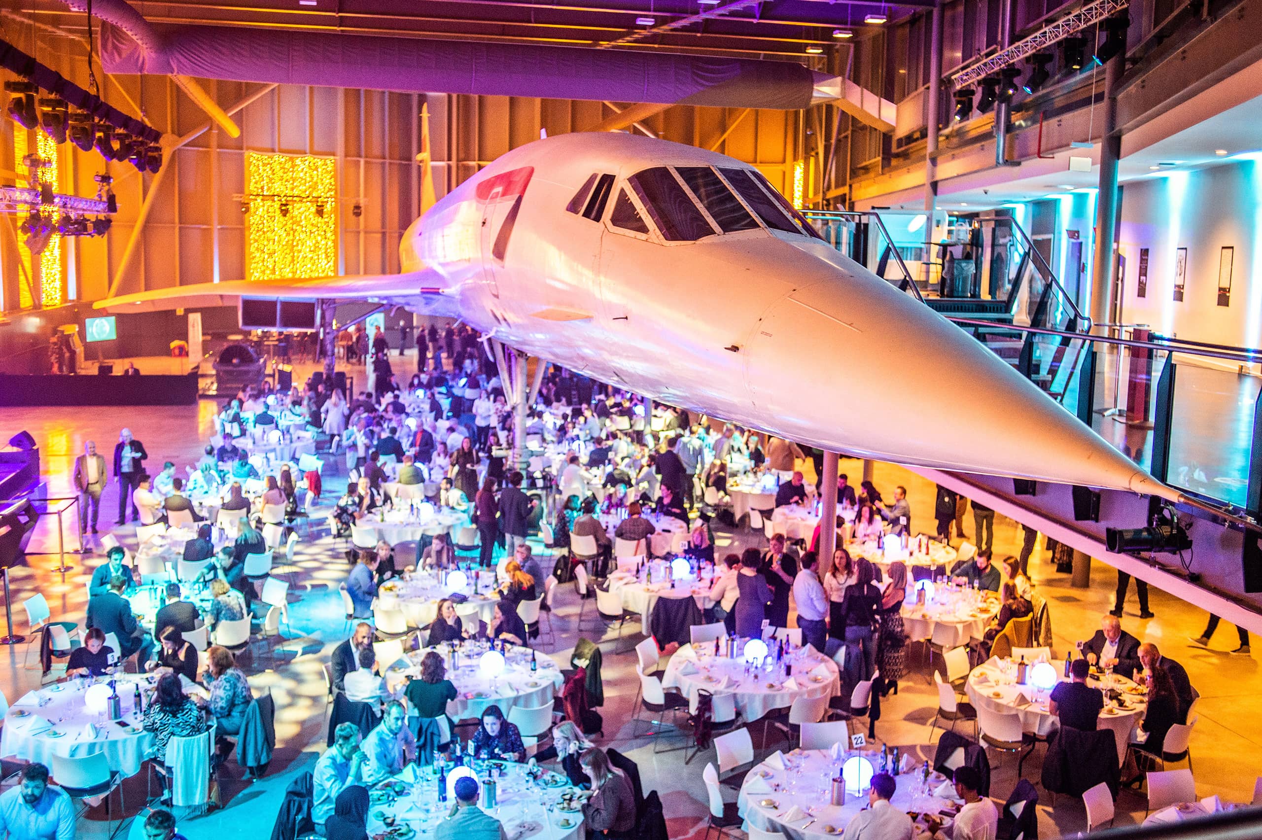 Concorde at Aerospace Bristol with conference attendees sat underneath