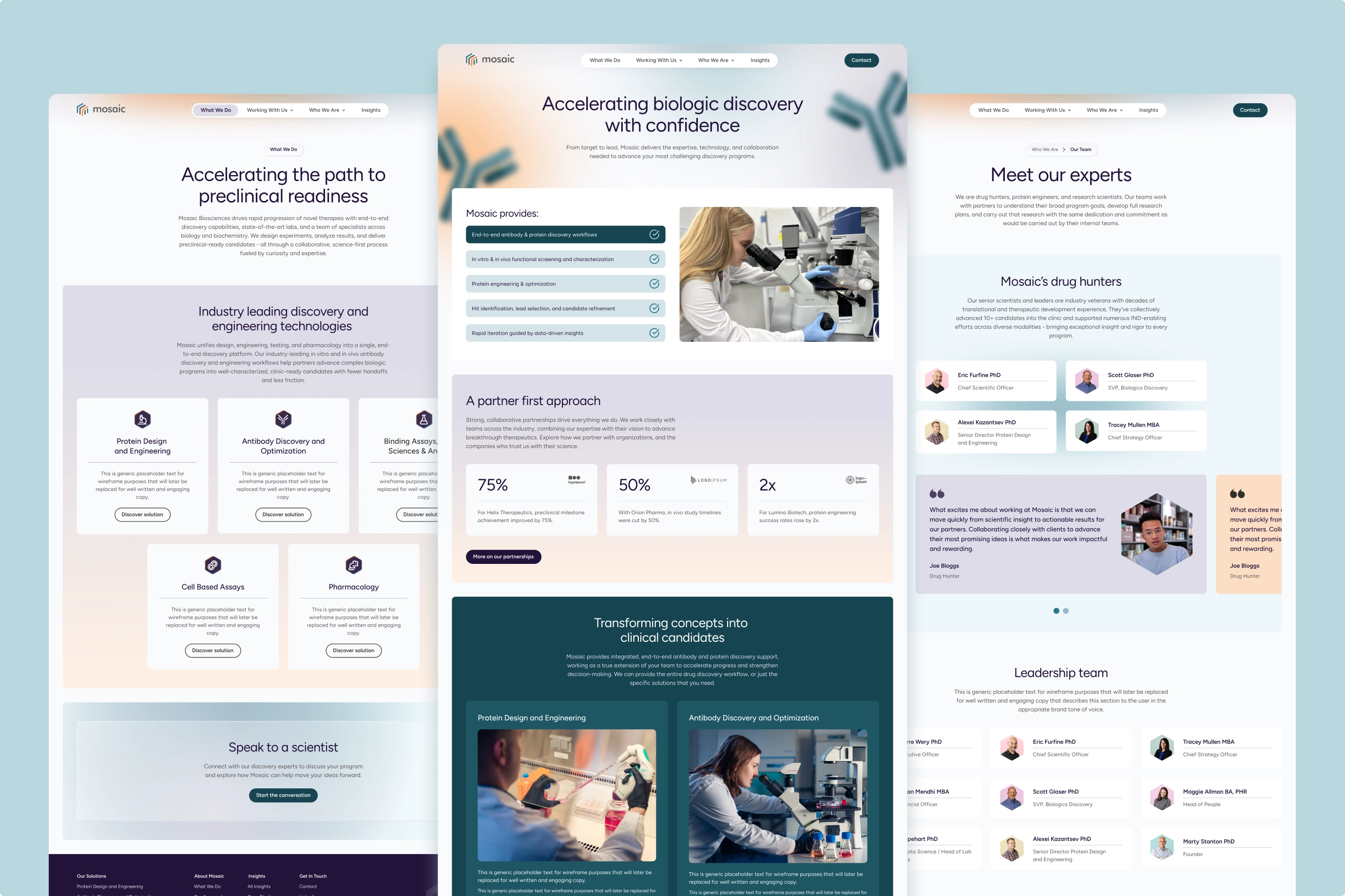 Mosaics desktop website designs.